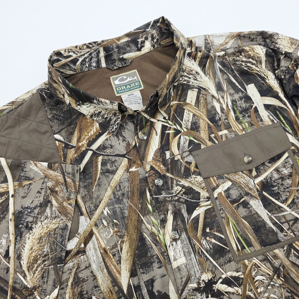 Men's‎ Drake Waterfowl SS Vented Shirt Camo Size 3XL Real Tree Camo Shooting Pad